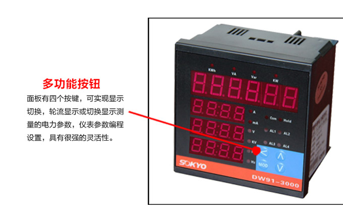 單相多功能表,DW91-3000多功能電力儀表細節(jié)展示2