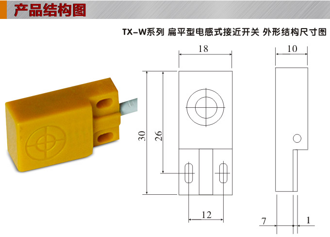 電感式接近開關(guān),TX-W扁平形接近開關(guān),接近傳感器結(jié)構(gòu)圖 電感式接近開關(guān),TX-W扁平形接近開關(guān),接近傳感器結(jié)構(gòu)圖