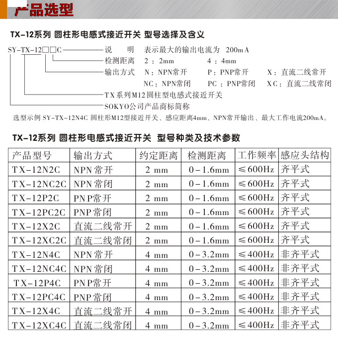 電感式接近開(kāi)關(guān),TX-12圓柱形接近開(kāi)關(guān)產(chǎn)品選型 電感式接近開(kāi)關(guān),TX-12圓柱形接近開(kāi)關(guān)產(chǎn)品選型