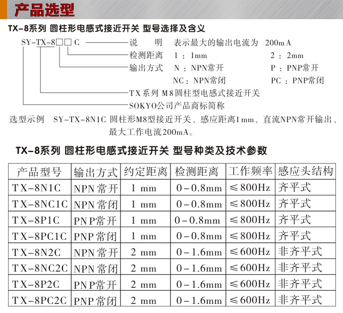 電感式接近開關,TX-8圓柱形接近開關產(chǎn)品選型 電感式接近開關,TX-8圓柱形接近開關產(chǎn)品選型